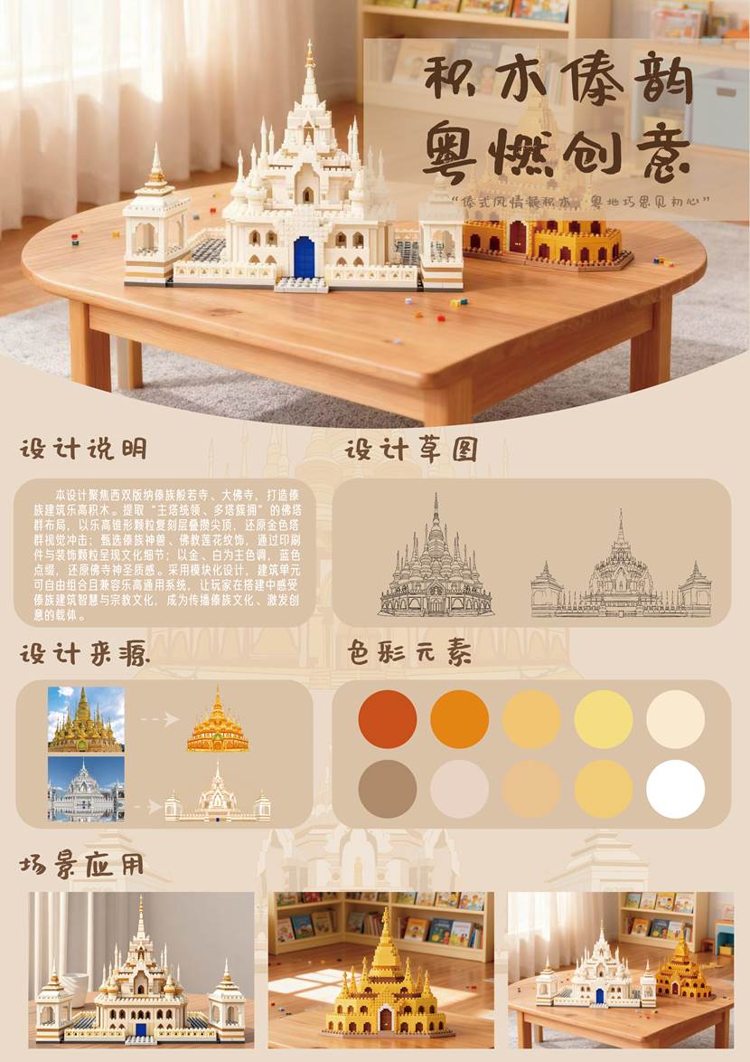 比赛展板-beat365正版唯一官网-“相和广东”综合设计作品《积木傣韵,粤燃创意》